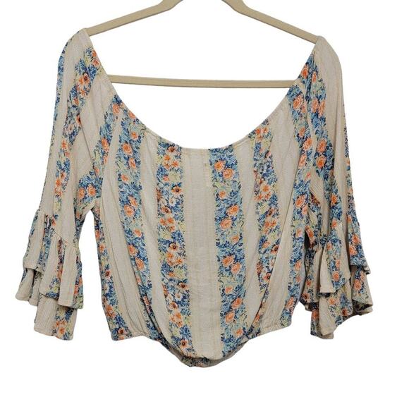 Haute Project Ruffle Sleeve Crop Top Boho Prairiecore XL 611 - Picture 2 of 10